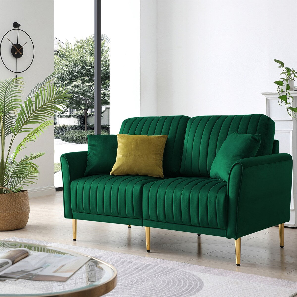 2-Seater Sofa Couch with Channel Tufted on Back and Seat Cushions