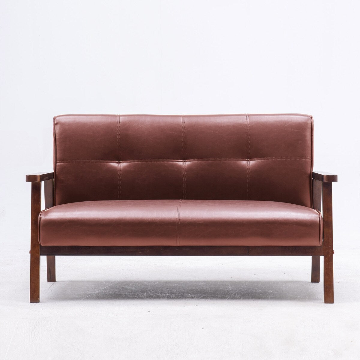 Nestfair 2-Seater Square Arm PU leather Loveseat