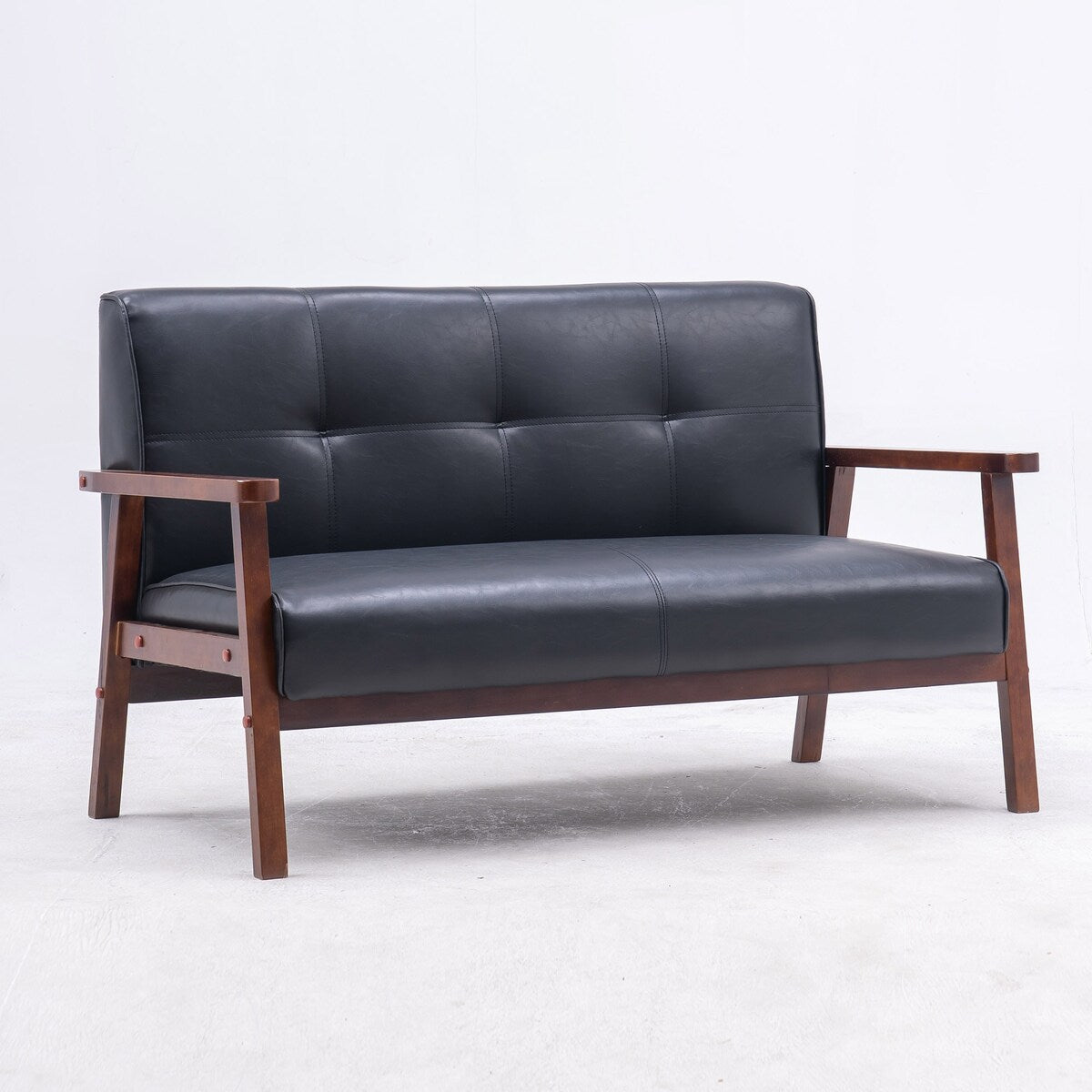 Nestfair 2-Seater Square Arm PU leather Loveseat