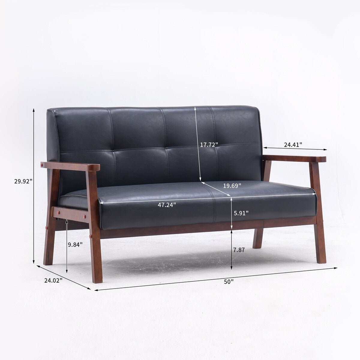 Nestfair 2-Seater Square Arm PU leather Loveseat
