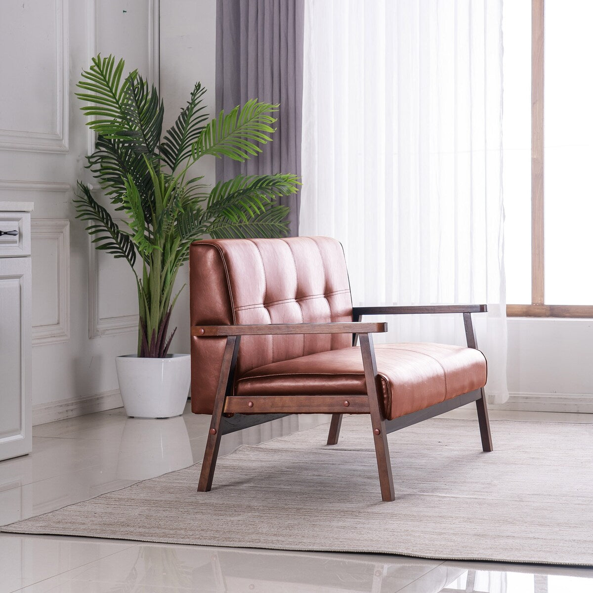 Nestfair 2-Seater Square Arm PU leather Loveseat