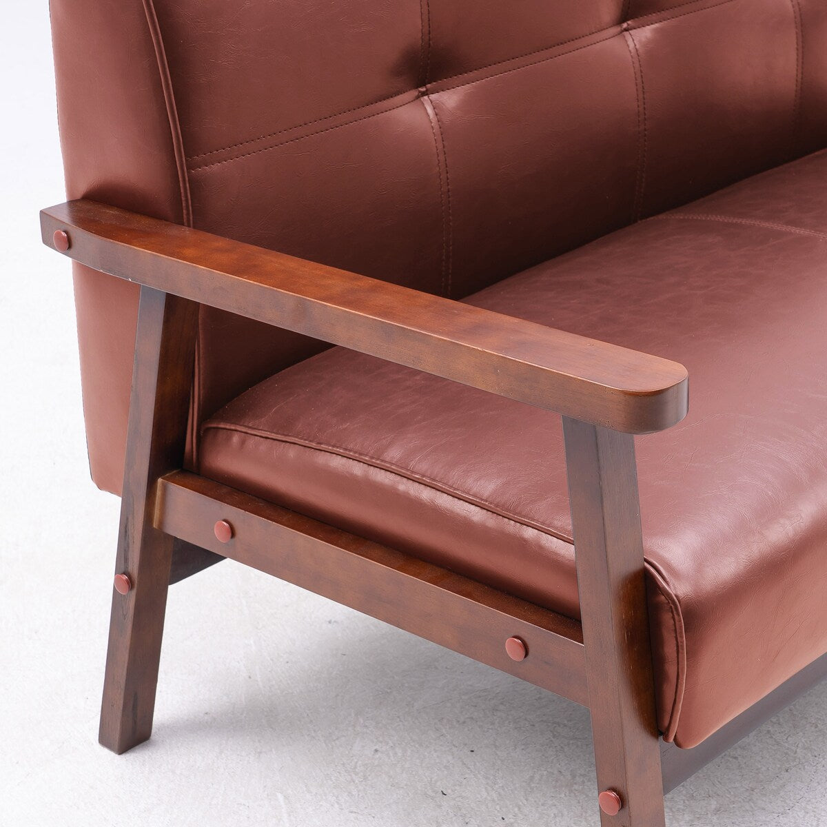 Nestfair 2-Seater Square Arm PU leather Loveseat