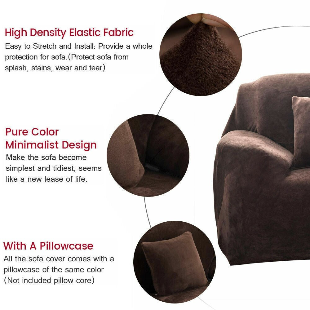 2-Seater Stretch Plush Sofa Slipcover