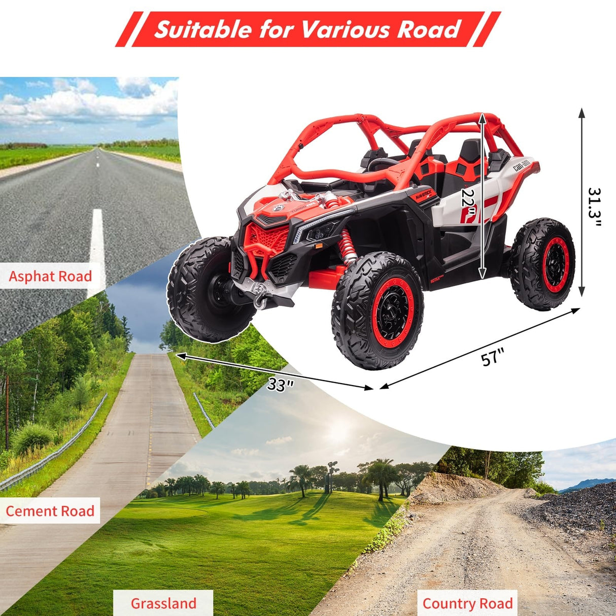 2 Seats Ride on UTV with Remote Control for Kids