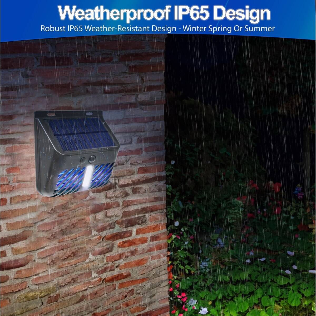 2 Solar Bug Zapper UV Mosquito Insect Killer w/ Motion Sensor LED Light, Waterproof Insect Pest Control for Garden, Yard, Patio