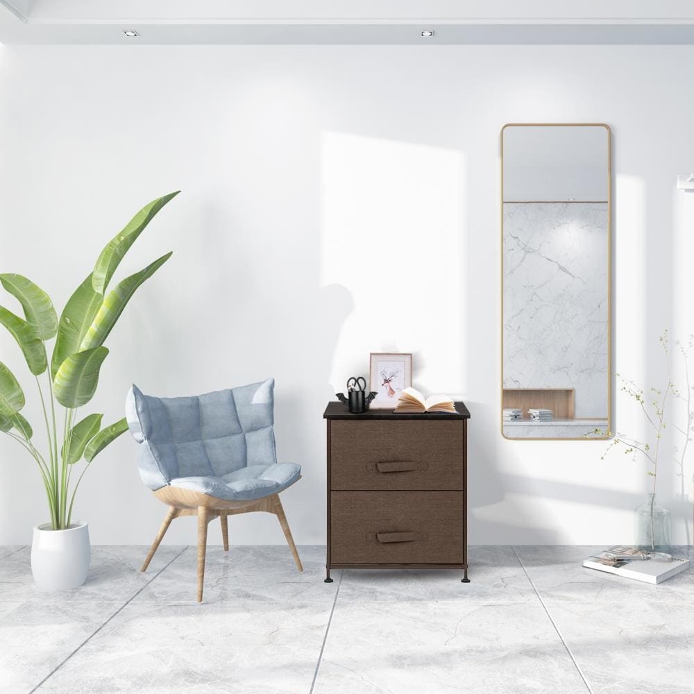 2-Tier 2 Drawers -Night Stand, End Table Storage Tower