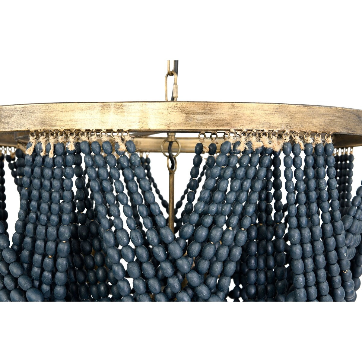2-Tier Draped Wood Bead Chandelier - 25.6"L x 25.6"W x 26.0"H