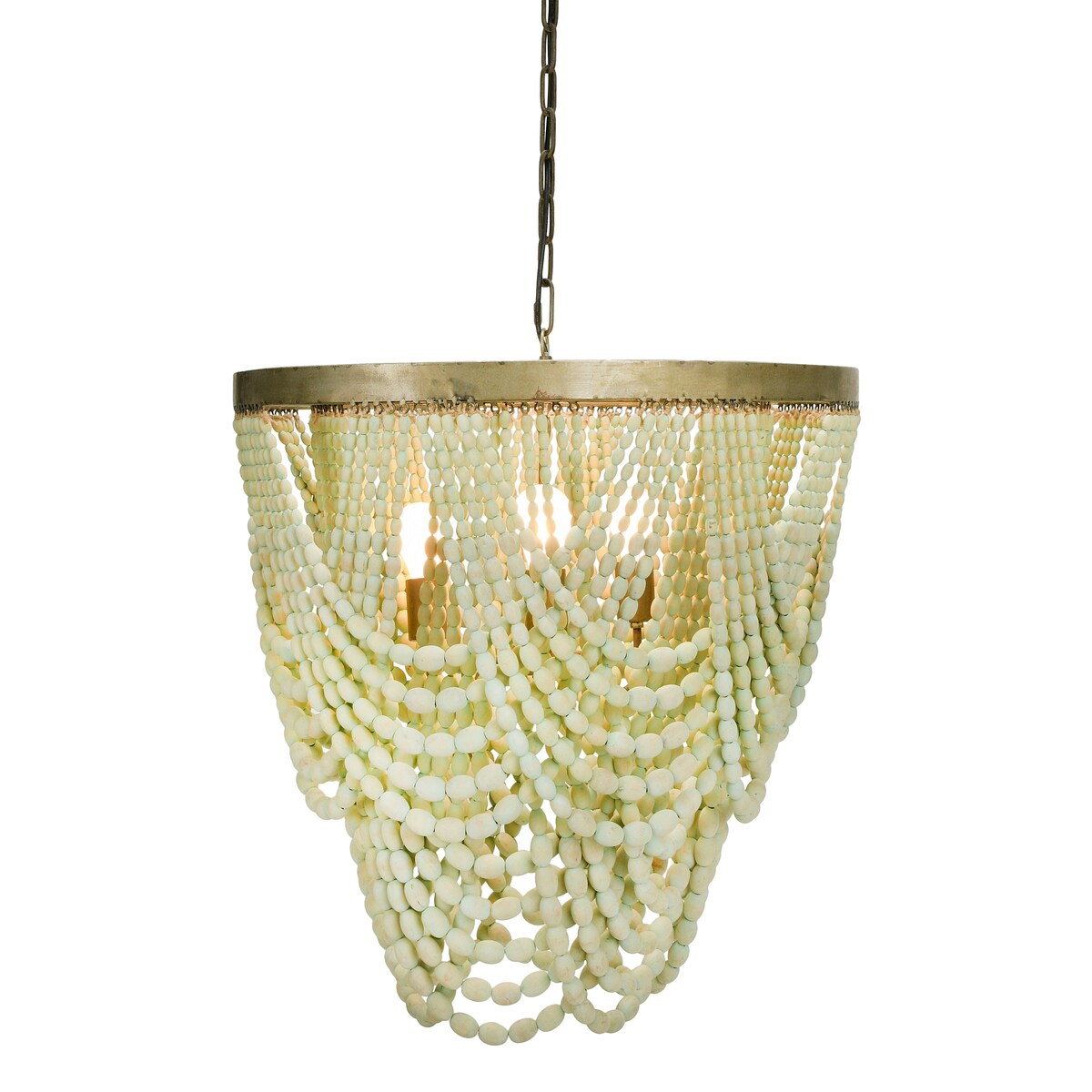 2-Tier Draped Wood Bead Chandelier - 25.6"L x 25.6"W x 26.0"H