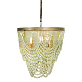 2-Tier Draped Wood Bead Chandelier - 25.6"L x 25.6"W x 26.0"H