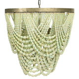 2-Tier Draped Wood Bead Chandelier - 25.6"L x 25.6"W x 26.0"H