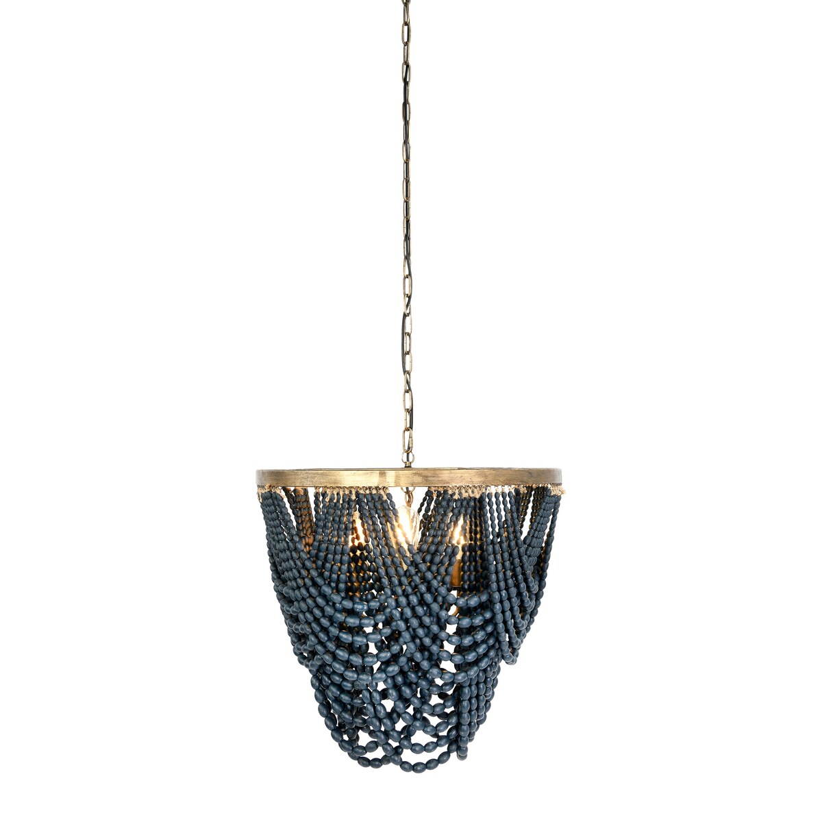 2-Tier Draped Wood Bead Chandelier - 25.6"L x 25.6"W x 26.0"H