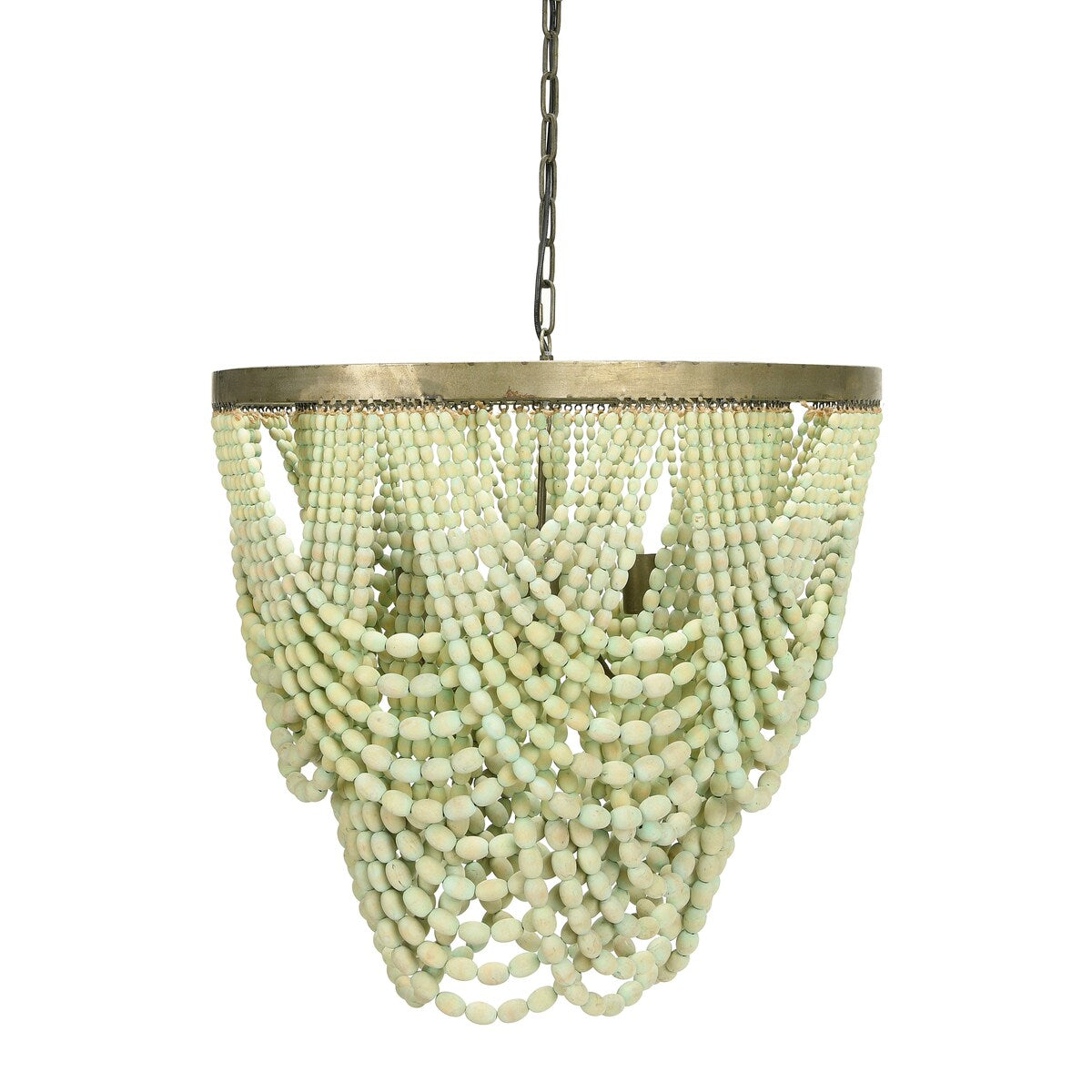 2-Tier Draped Wood Bead Chandelier - 25.6"L x 25.6"W x 26.0"H