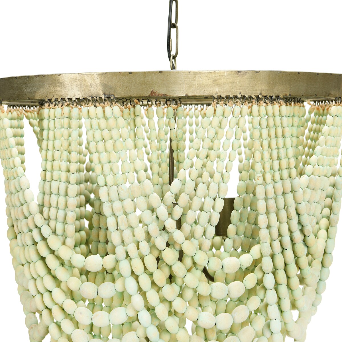 2-Tier Draped Wood Bead Chandelier - 25.6"L x 25.6"W x 26.0"H