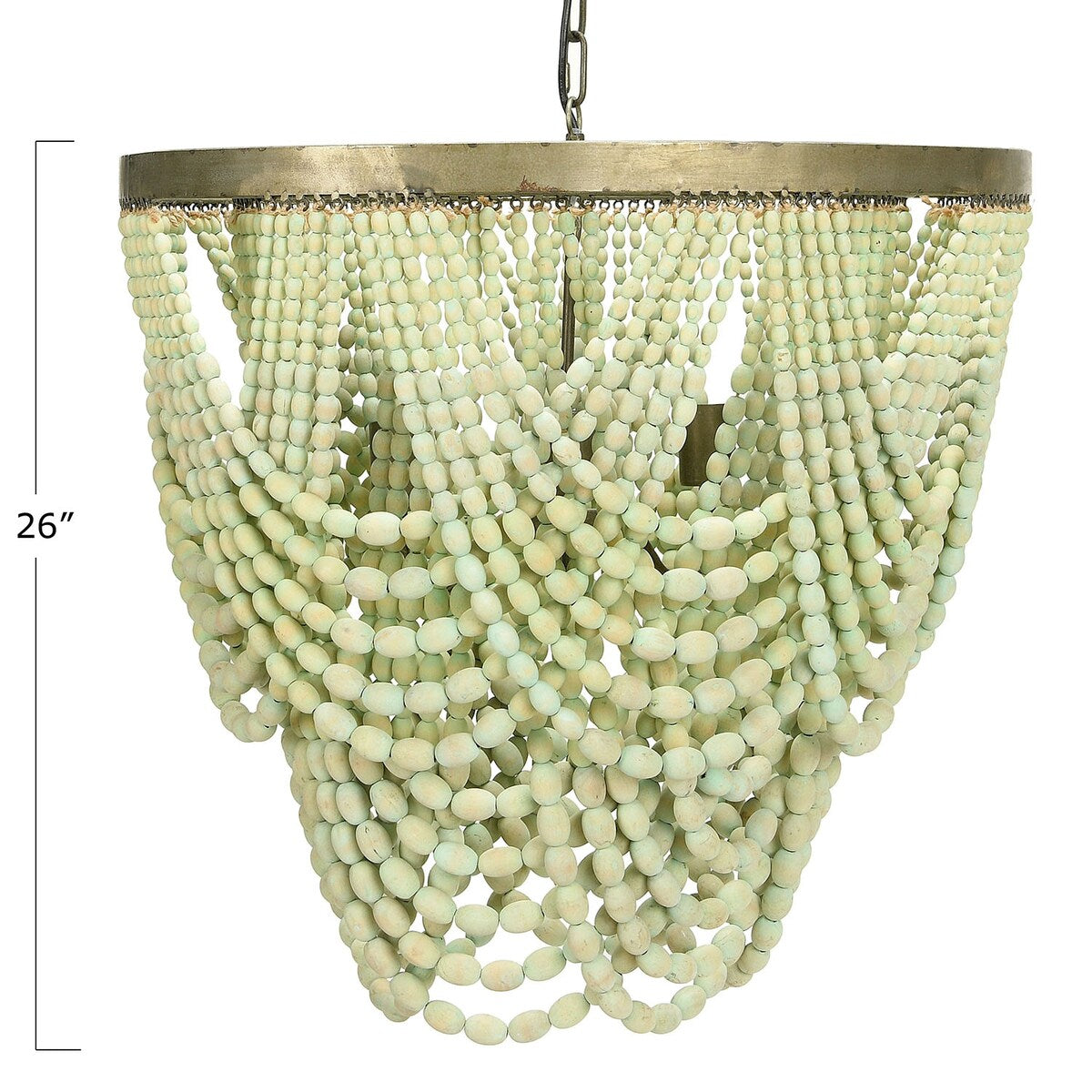 2-Tier Draped Wood Bead Chandelier - 25.6"L x 25.6"W x 26.0"H