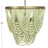 2-Tier Draped Wood Bead Chandelier - 25.6"L x 25.6"W x 26.0"H