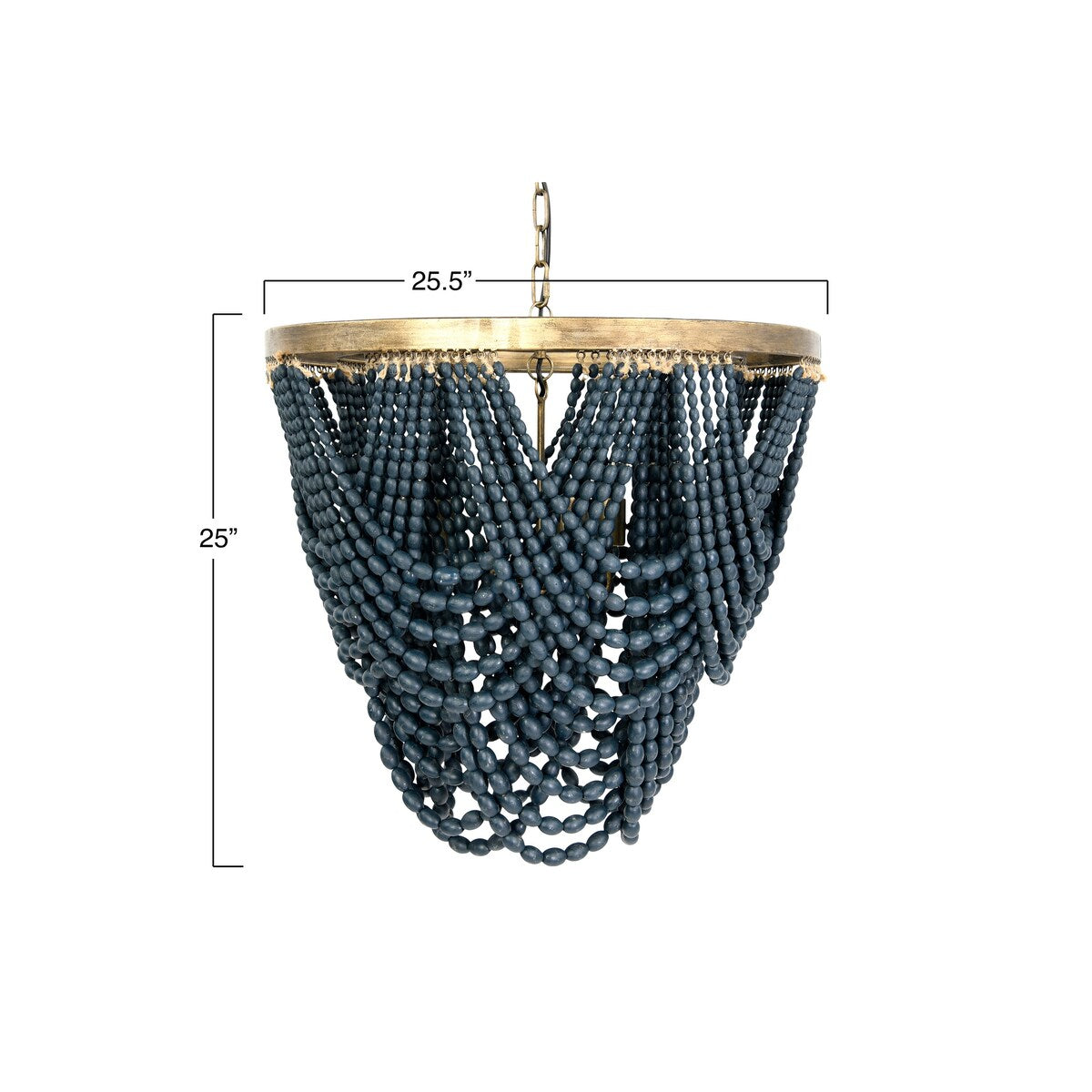2-Tier Draped Wood Bead Chandelier - 25.6"L x 25.6"W x 26.0"H