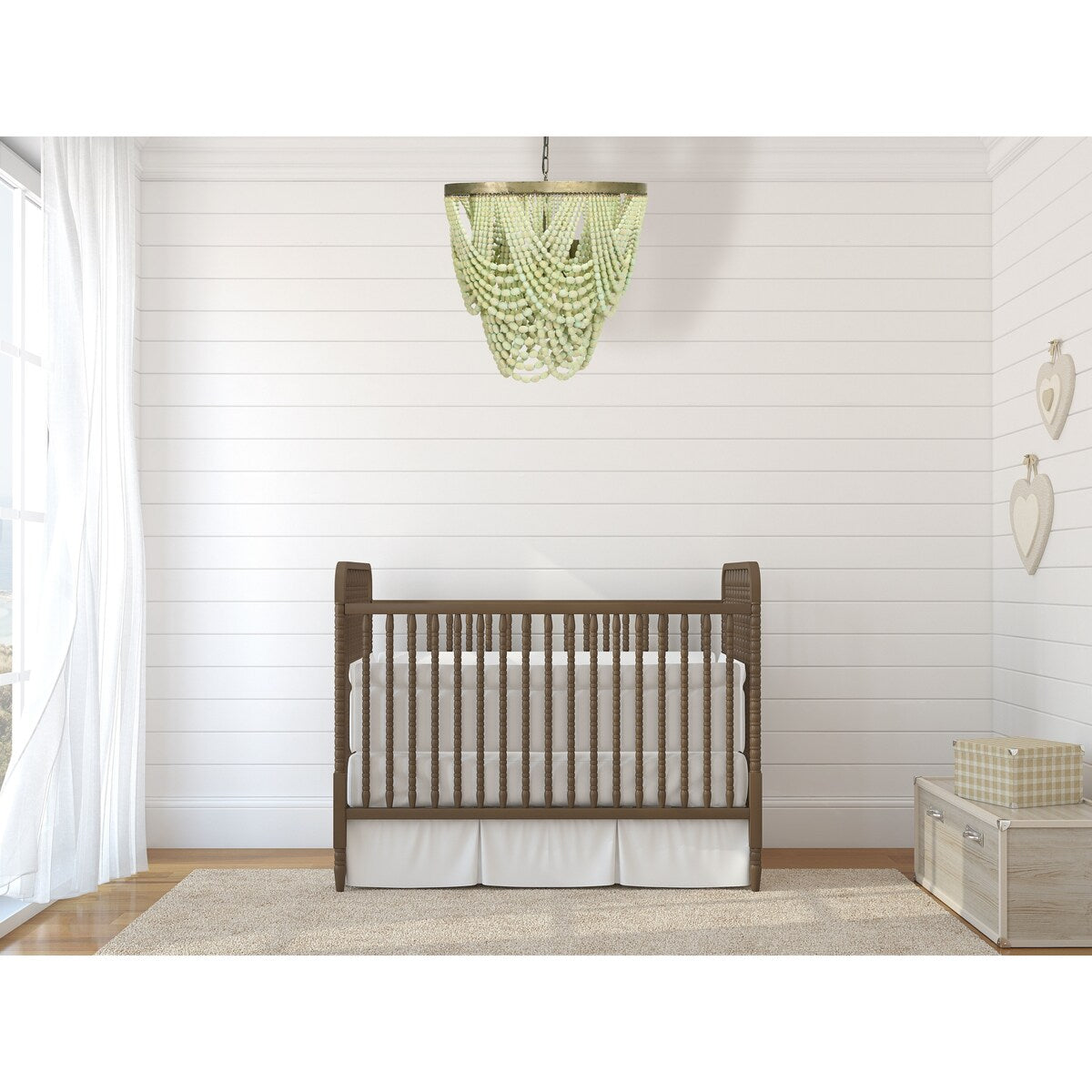 2-Tier Draped Wood Bead Chandelier - 25.6"L x 25.6"W x 26.0"H