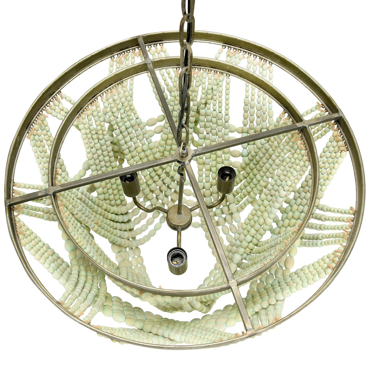 2-Tier Draped Wood Bead Chandelier - 25.6"L x 25.6"W x 26.0"H
