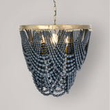 2-Tier Draped Wood Bead Chandelier - 25.6"L x 25.6"W x 26.0"H