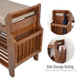 2 Tier Entryway Shoe Storage Organizer Shelf Bamboo Bench - 39.6*11.6*19.6