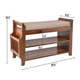2 Tier Entryway Shoe Storage Organizer Shelf Bamboo Bench - 39.6*11.6*19.6