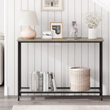 2 Tier Retro Console Table with Glass Shelf Storage
