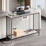 2 Tier Retro Console Table with Glass Shelf Storage