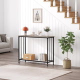 2 Tier Retro Console Table with Glass Shelf Storage