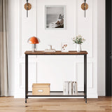 2 Tier Retro Console Table with Glass Shelf Storage