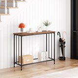2 Tier Retro Console Table with Glass Shelf Storage