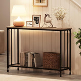 2 Tier Retro Console Table with Glass Shelf Storage