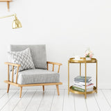 2-Tier Round Side Table, Metal End Table with Removable Tray