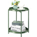 2-Tier Round Side Table, Metal End Table with Removable Tray