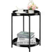2-Tier Round Side Table, Metal End Table with Removable Tray