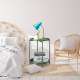 2-Tier Round Side Table, Metal End Table with Removable Tray