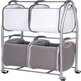 2 Tier Vertical Rolling Laundry Cart Rolling Storage Cart On Wheels - 25"L x 15"W x 60"H