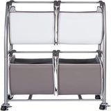 2 Tier Vertical Rolling Laundry Cart Rolling Storage Cart On Wheels - 25"L x 15"W x 60"H