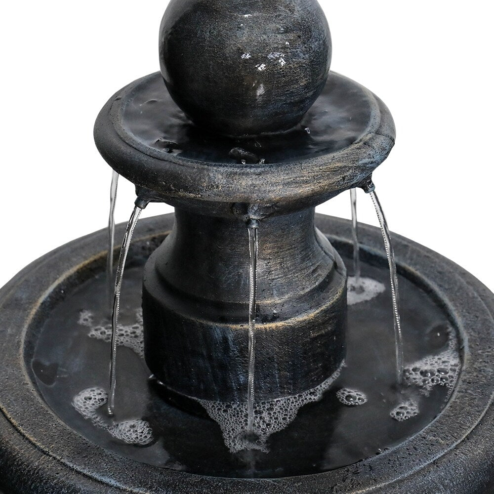 2 Tiered Floor Waterfall Fountain with Pump for Outdoor Patio Garden