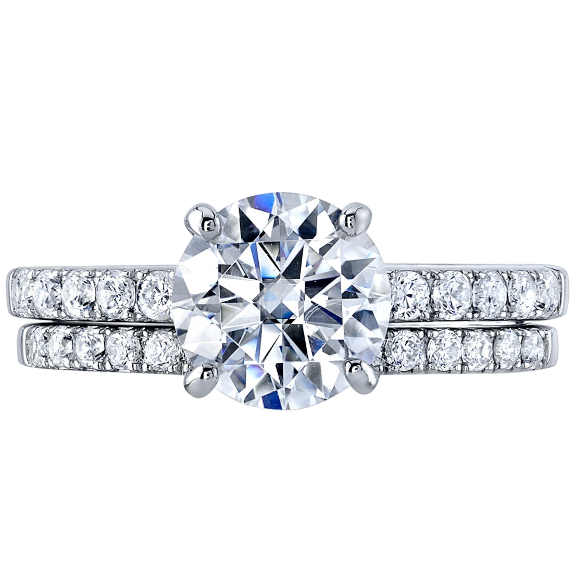 2 ct Moissanite Solitaire Engagement Ring Wedding Band Bridal Set in Sterling Silver