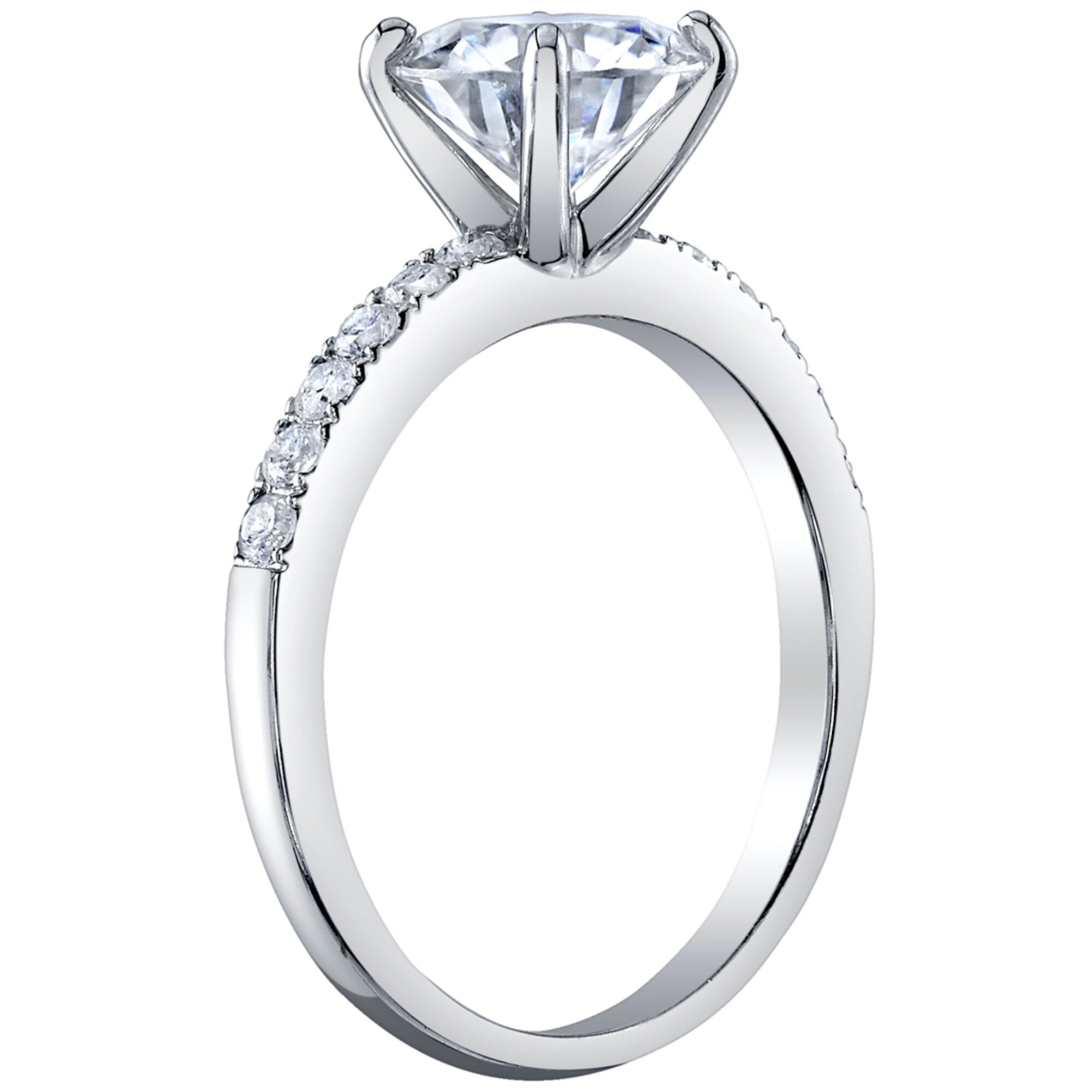 2 ct Moissanite Solitaire Engagement Ring Wedding Band Bridal Set in Sterling Silver