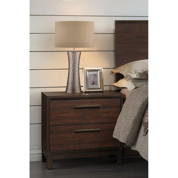 2-drawer Nightstand Rustic Tobacco and Dark Bronze