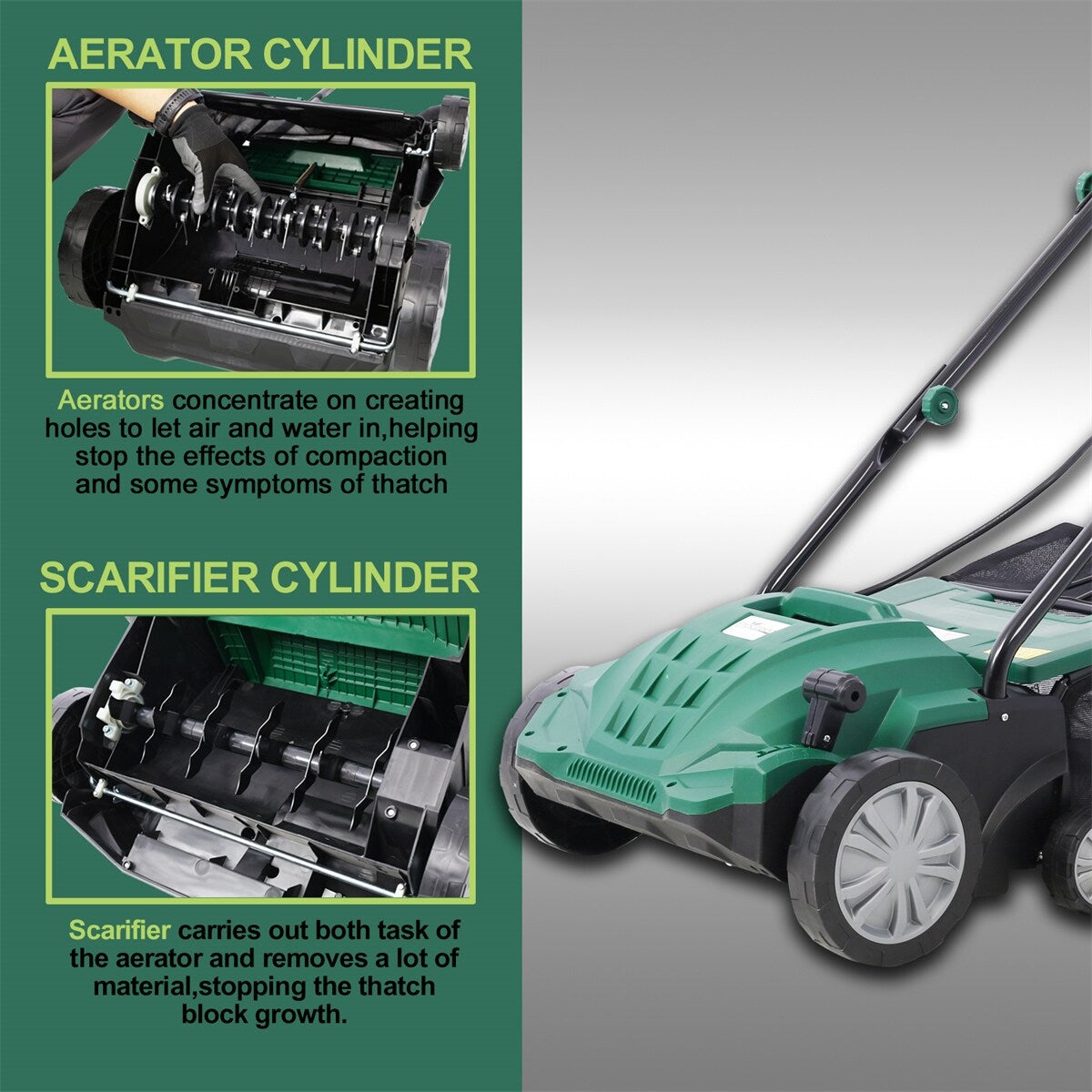 2-in-1 13 Inch Garden Scarifier,12 Amp Electric Lawn Dethatcher