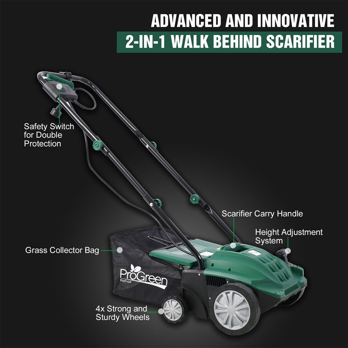 2-in-1 13 Inch Garden Scarifier,12 Amp Electric Lawn Dethatcher