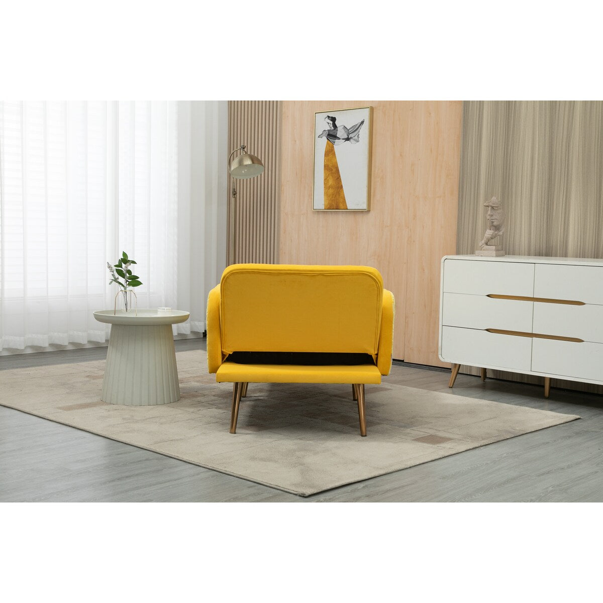 2 in 1 Chaise Velvet Lounge Chair Accent Chair with 3 Reclining Angles, Indoor Lounge Sofa with Ottoman & Elegant Pillow