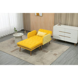 2 in 1 Chaise Velvet Lounge Chair Accent Chair with 3 Reclining Angles, Indoor Lounge Sofa with Ottoman & Elegant Pillow