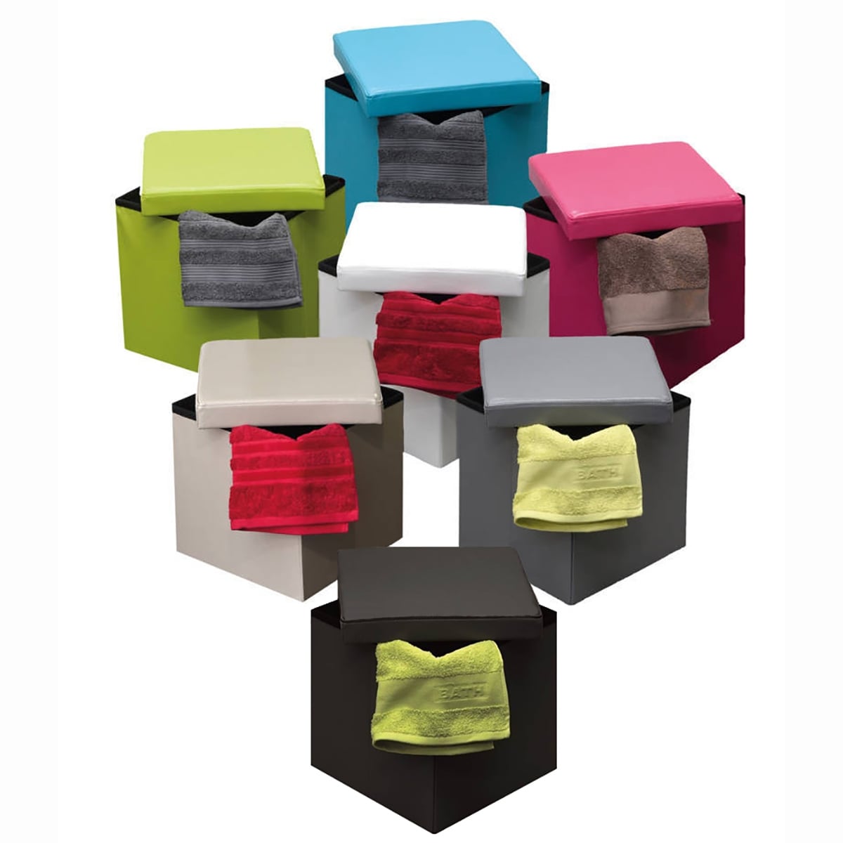 2-in-1 Foldable Faux Leather Pouffe Storage Cube and Ottoman