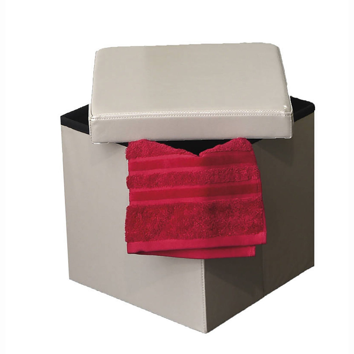 2-in-1 Foldable Faux Leather Pouffe Storage Cube and Ottoman