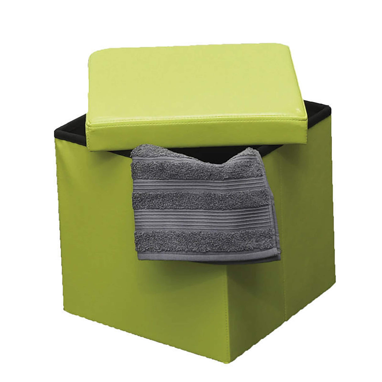 2-in-1 Foldable Faux Leather Pouffe Storage Cube and Ottoman