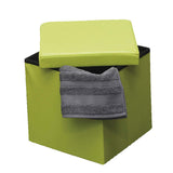 2-in-1 Foldable Faux Leather Pouffe Storage Cube and Ottoman
