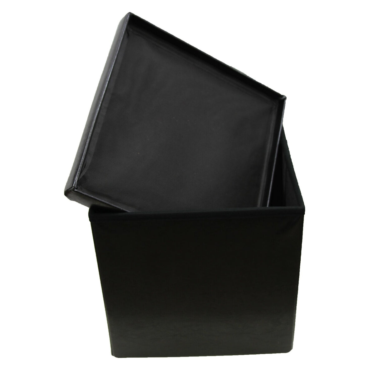 2-in-1 Foldable Faux Leather Pouffe Storage Cube and Ottoman
